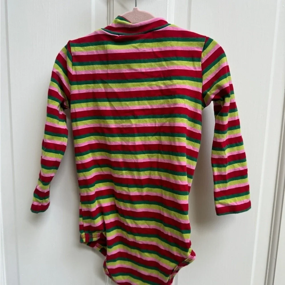 Bonnie Baby 24M Red Green Pink Stripe Long Sleeve Girls Onesie